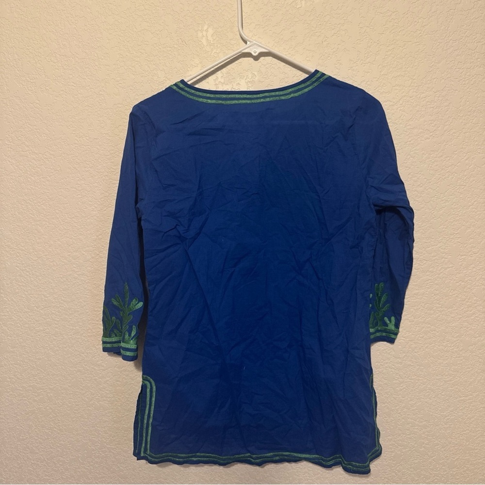 Gretchen Scott Embroidered Cotton Tunic navy Size small - Picture 5 of 11